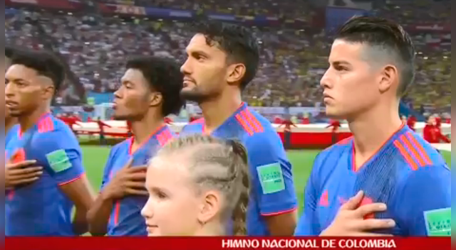 El emotivo momento del himno colombiano previo al Colombia vs Polonia por Rusia 2018. Foto: Latina El emotivo momento del himno colombiano previo al Colombia vs Polonia por Rusia 2018. Foto: Latina