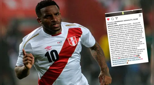 Jefferson Farfán: Desde Rusia 2018, el 10 de la selección peruana agradeció al hincha peruano por su apoyo en Instagram.