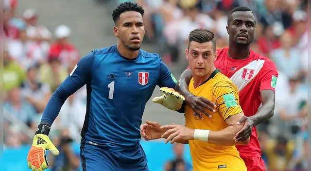Pedro Gallese, durante el Perú vs. Australia. Pedro Gallese, durante el Perú vs. Australia.