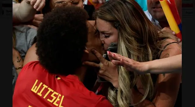 Bélgica vs Japón | Rusia 2018: El tierno beso de Axel Witsel con su novia tras la épica remontada de Bélgica Bélgica vs Japón | Rusia 2018: El tierno beso de Axel Witsel con su novia tras la épica remontada de Bélgica