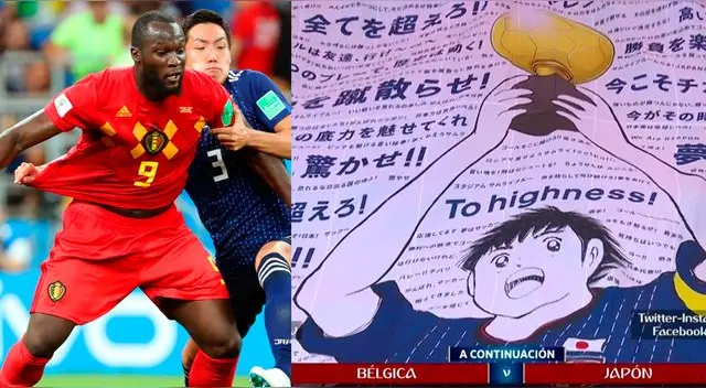 Oliver Atom y los personajes de "Los Supercampeones" se lucieron en la tribuna en el Bélgica vs Japón. Oliver Atom y los personajes de "Los Supercampeones" se lucieron en la tribuna en el Bélgica vs Japón.