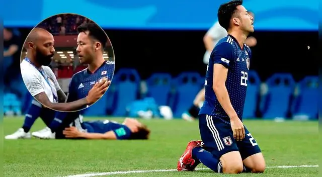 Thierry Henry, asistente técnico en Bélgica se acercó a un japonés para alentarlo tras quedar eliminado del Mundial Rusia 2018. Thierry Henry, asistente técnico en Bélgica se acercó a un japonés para alentarlo tras quedar eliminado del Mundial Rusia 2018.