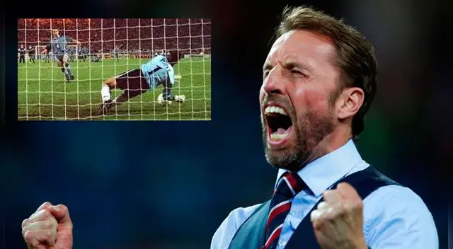 Técnico de Inglaterra se cobró su revancha de la Eurocopa 1996 donde erró un penal que le costó la eliminación de su país frente a Alemania. Técnico de Inglaterra se cobró su revancha de la Eurocopa 1996 donde erró un penal que le costó la eliminación de su país frente a Alemania.