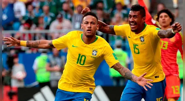 Neymar celebra su gol ante México. Neymar celebra su gol ante México.