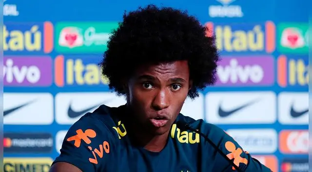 Willian, durante una conferencia de prensa de Brasil.