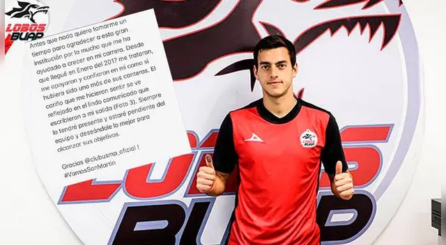 Twitter | Alejando Duarte agradeció a la San Martin luego de su presentación en el Lobos BUAP Twitter | Alejando Duarte agradeció a la San Martin luego de su presentación en el Lobos BUAP