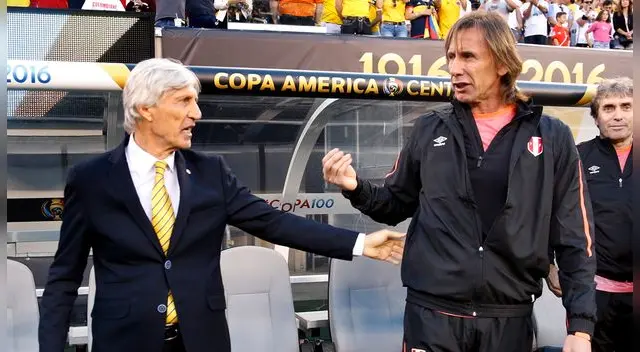 Ricardo Gareca y José Néstor Pékerman en la Copa América Centenario del 2016. Ricardo Gareca y José Néstor Pékerman en la Copa América Centenario del 2016.