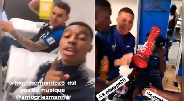 Franceses trasladaron su emoción a los vestuarios luego de pasar a la final de la Copa del Mundo. Franceses trasladaron su emoción a los vestuarios luego de pasar a la final de la Copa del Mundo.