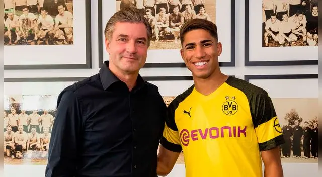 Achraf Hakimi llega al Borussia Dortmund cedido por dos temporadas. Foto: @BVB Achraf Hakimi llega al Borussia Dortmund cedido por dos temporadas. Foto: @BVB
