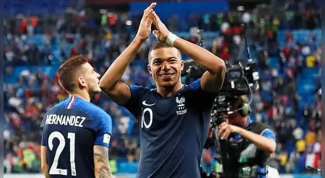 Kylian Mbappé celebra el pase de Francia a la final del Mundial Rusia 2018. Kylian Mbappé celebra el pase de Francia a la final del Mundial Rusia 2018.