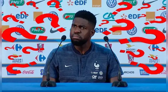 Samuel Umtiti fue confundido con Paul Pogba y se va de la conferencia de prensa. Samuel Umtiti fue confundido con Paul Pogba y se va de la conferencia de prensa.