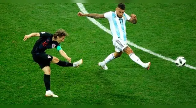 Luka Modric (CRO), gol contra Argentina. Luka Modric (CRO), gol contra Argentina.