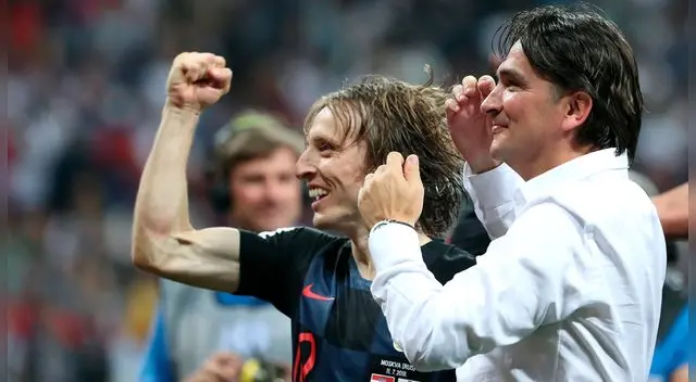 Luka Modric y Zlatko Dalic celebran el pase de Croacia a la final del Mundial Rusia 2018.