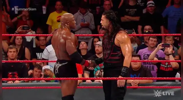 En WWE Raw, Roman Reigns venció a Bobby Lashley y enfrentará a Brock Lesnar en SummerSlam. En WWE Raw, Roman Reigns venció a Bobby Lashley y enfrentará a Brock Lesnar en SummerSlam.