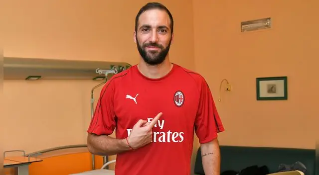 Gonzalo Higuaín ya viste los colores de su nuevo equipo. Foto: AC Milan Gonzalo Higuaín ya viste los colores de su nuevo equipo. Foto: AC Milan