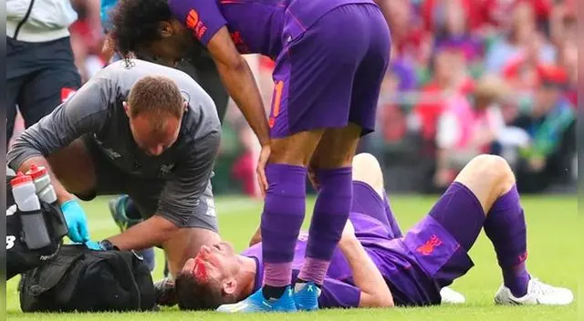 James Milner sufrió un choque y se le tuvo que aplicar 15 puntos en la heridad