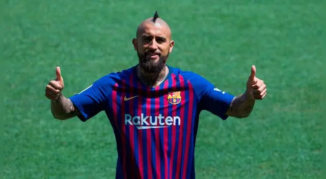 Arturo Vidal fue presentado esta mañana en el Camp Nou.