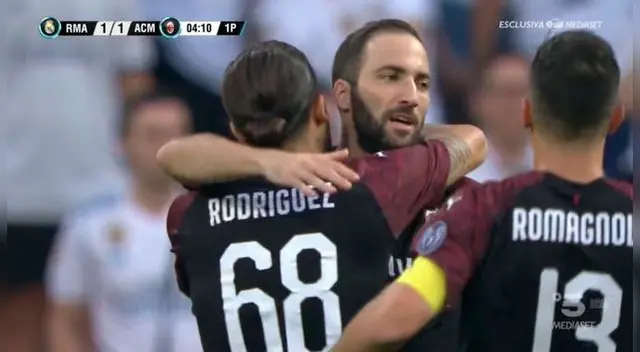 Real Madrid vs AC Milan EN VIVO: Gonzalo Higuaín anotó su primer gol para 1-1 con los 'rossonero' 