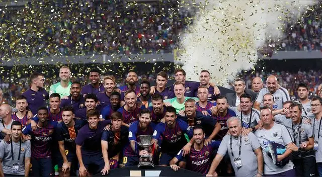Foto: AFP. Las postales del título del Barcelona, con Lionel Messi, en la Supercopa de España tras ganar a Sevilla