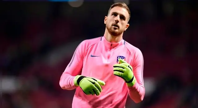 Jan Oblak, antes de un partido del Atlético de Madrid.