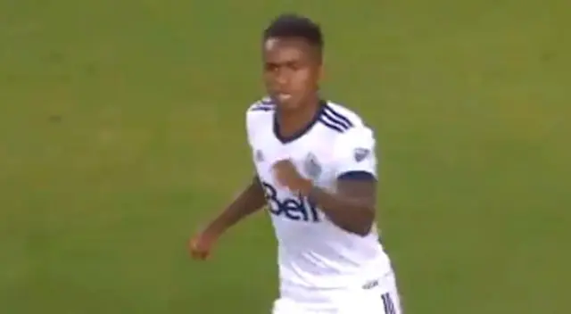 Yordy Reyna celebra su gol con el Vancouver Whitecaps al San Jose Earthquakes.