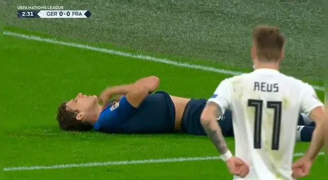 Benjamin Pavard y la impactante imagen de su cuello tras falta de Rudiger. Benjamin Pavard y la impactante imagen de su cuello tras falta de Rudiger.