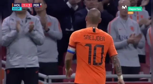 Peru vs Holanda: Wesley Sneijder se retira ovacionado en su último encuentro con el cuadro naranja | VIDEO