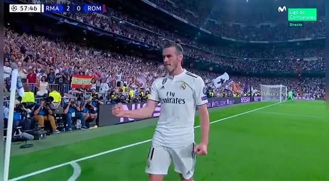 A los 58', Gareth Bale aplicó una gran corrida para luego ejecutar un esquinado disparo para el 2-0 del Real Madrid.