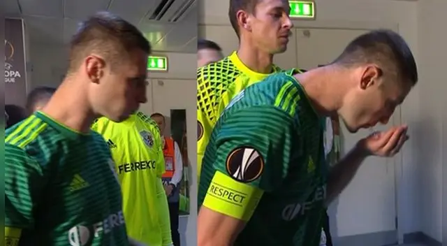 Europa League: Jugador se escupe a sí mismo antes del partido [VIDEO]