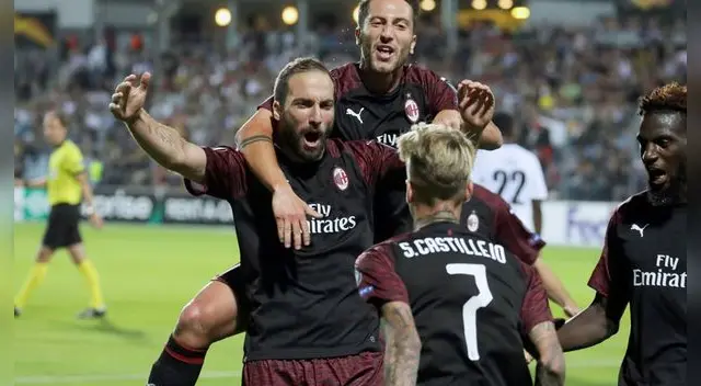 'Pipita' Higuaín convirtió el 1-0 de Milan frente a F91 Dudelange en su debut en el grupo F de la Europa League. 'Pipita' Higuaín convirtió el 1-0 de Milan frente a F91 Dudelange en su debut en el grupo F de la Europa League.