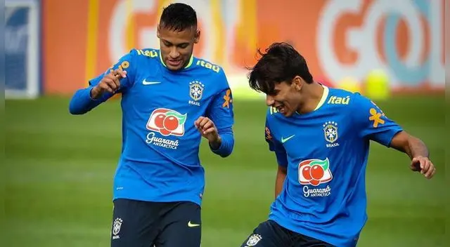 Neymar y Lucas Paquetá, durante un entrenamiento de la selección brasileña. Neymar y Lucas Paquetá, durante un entrenamiento de la selección brasileña.