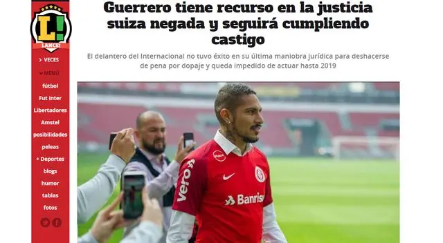 Paolo Guerrero: Reacciones de la prensa internacional con suspensión del Depredador