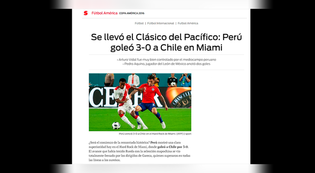 Selección Peruana: Prensa extranjera informó sobre la victoria de Perú ante Chile | Galeria