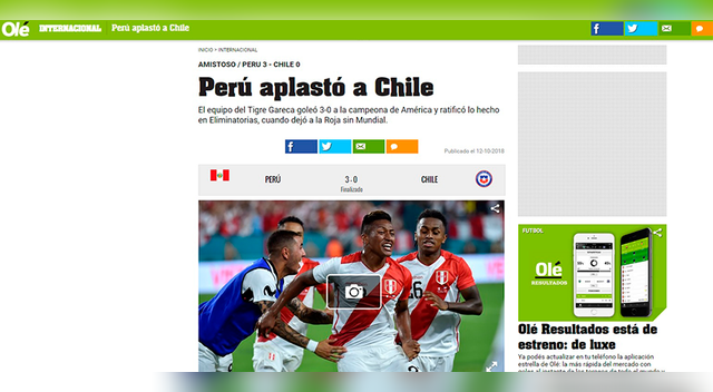 Selección Peruana: Prensa extranjera informó sobre la victoria de Perú ante Chile | Galeria