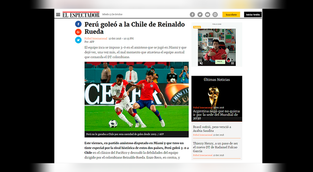 Selección Peruana: Prensa extranjera informó sobre la victoria de Perú ante Chile | Galeria