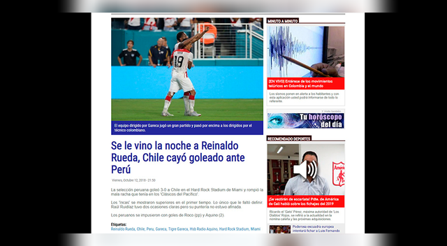 Selección Peruana: Prensa extranjera informó sobre la victoria de Perú ante Chile | Galeria