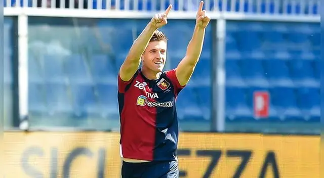 Krzysztof Piatek celebra un gol con el Genoa. Krzysztof Piatek celebra un gol con el Genoa.
