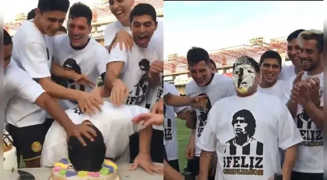 Maradona y el tortazo que recibió por su cumpleaños