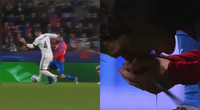 Sergio Ramos criminal falta en la Champions League en el Real Madrid vs Viktoria Plzen. Sergio Ramos criminal falta en la Champions League en el Real Madrid vs Viktoria Plzen.