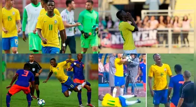 Vinicius Jr │ Real Madrid: Patadas contra el brasileño en el partido frente a Colombia sub-20 │ VIDEO