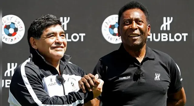 Maradona y Pelé, durante un acto publicitario.