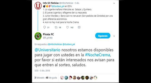  Universitario │ Alianza Lima: Twitter, Molinos El Pirata trolea hinchas con supuesta cuenta │ FOTOS