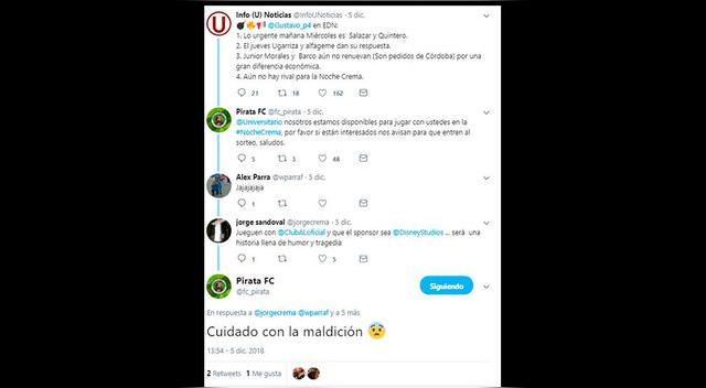 Universitario │ Alianza Lima: Twitter, Molinos El Pirata trolea hinchas con supuesta cuenta │ FOTOS