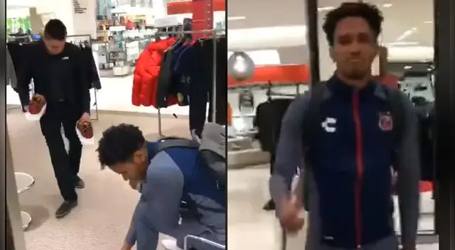 Pedro Gallese hace el viral de moda y asusta a vendedor al probarse zapatillas Pedro Gallese hace el viral de moda y asusta a vendedor al probarse zapatillas