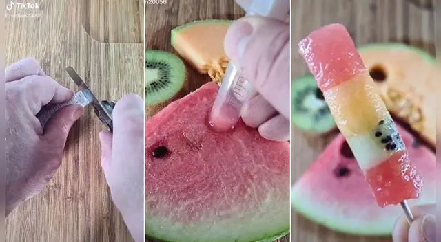 TikTok: Cómo hacer paleta de frutas usando una jeringa - VIDEO