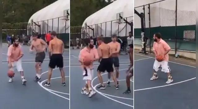 Adam Sandler es captado jugando baloncesto con sus fanáticos