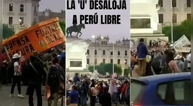 Hinchas de Universitario desalojan a simpatizantes de Perú Libre Hinchas de Universitario desalojan a simpatizantes de Perú Libre