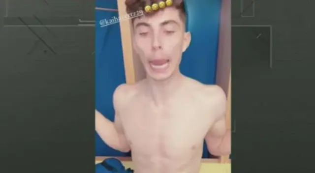 Havertz hizo un curioso gesto frente a la cámara. | FOTO: captura ESPN. Havertz hizo un curioso gesto frente a la cámara. | FOTO: captura ESPN.