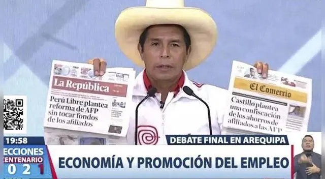 Pedro Castillo participó del debate presidencial organizado por el JNE.