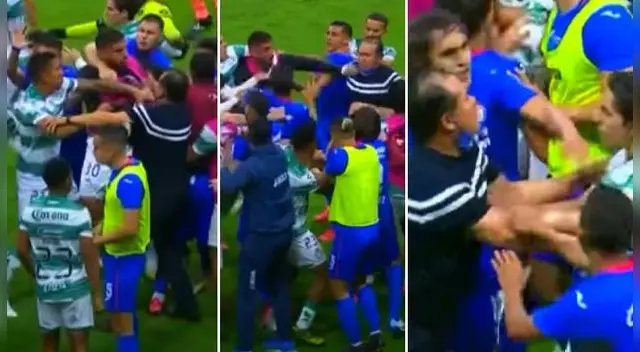 Cruz Azul vs Santos Laguna Juan Reynoso fue golpeado durante bronca Cruz Azul vs Santos Laguna Juan Reynoso fue golpeado durante bronca